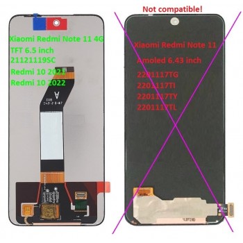  LCD screen Xiaomi Redmi 10 2021 / Redmi 10 2022 / Redmi Note 11 4G with touch screen Black ORG