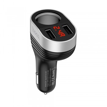 Car charger Hoco Z29 with 2 USB connectors (3.1A)  with LED display black
