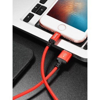 USB kabelis Hoco X14 Lightning, sarkans-melns 1.0m