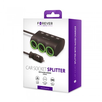 Car socket splitter Forever CSS-05 3 in 1 with 4 USB and 3x12V ports