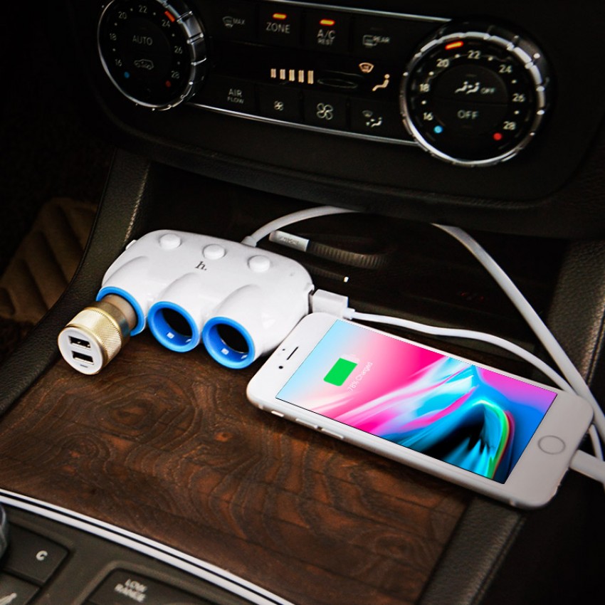 Car socket splitter Hoco C1 with 2 USB port and 3x3.(3.1A) plugs
