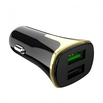 Auto lādētājs Hoco Z31 Quick Charge 3.0 (3.4A) ar 2 USB savienotājiem melns