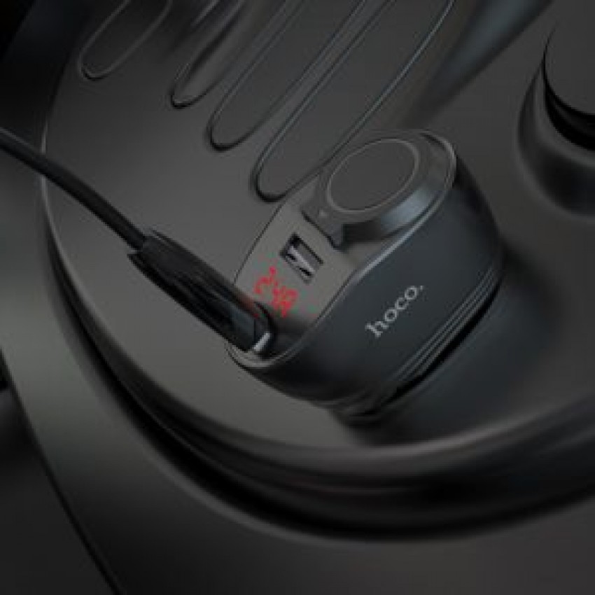 Auto lādētājs Hoco Z34 ar 2 USB savienotājiem (3.1A) ar led ekrānu melns