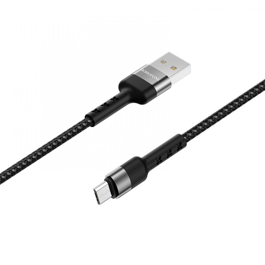 USB kabelis Borofone BX34 microUSB 1.0m melns