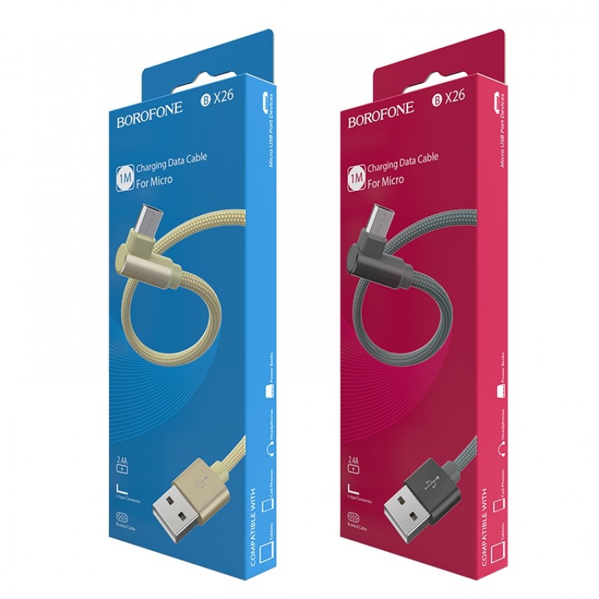 USB cable Borofone BX26 microUSB 1.0m metal grey
