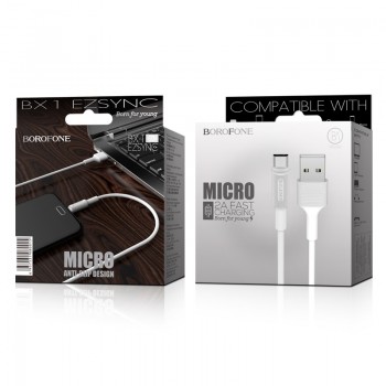 USB kabelis Borofone BX1 microUSB 1.0m balts