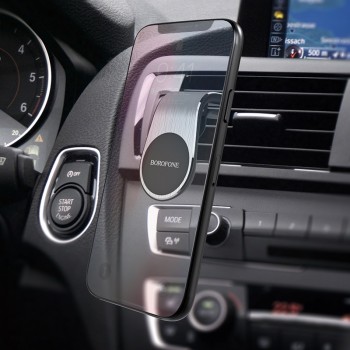 Auto telefonihoidik Borofone BH10, paigaldatud ventilatsioonivõre külge, magnetiline, must