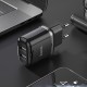 Laadija Hoco N4 kahega USB pistikuga (2.4A) must