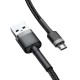 USB kabelis Baseus Cafule microUSB 1.0m 2.4A pelēks-melns CAMKLF-BG1