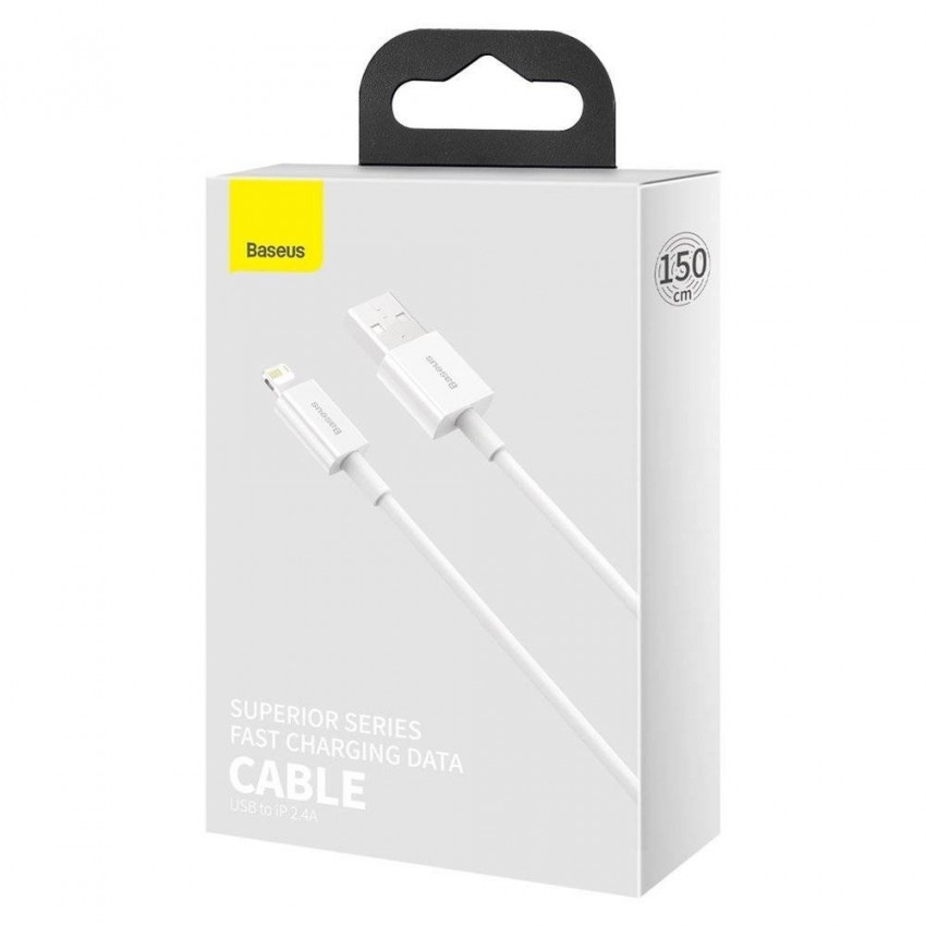 USB kabelis Baseus Superior no USB uz Lightning 2.4A 1.5m balts CALYS-B02