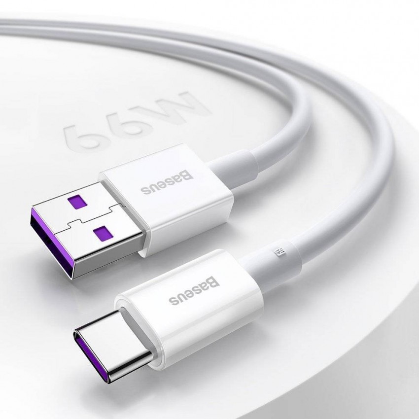 USB kabelis Baseus Superior no USB uz Type-C 66W 2.0m balts CATYS-A02