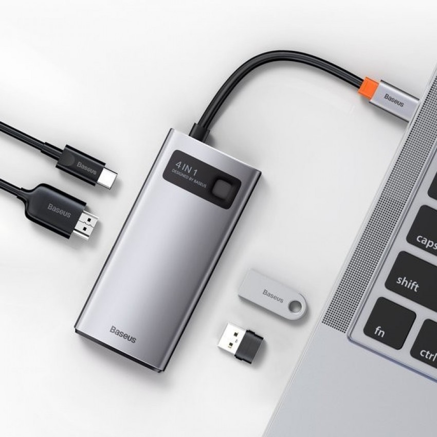 Adapter Baseus Metal Gleam Series HUB 4in1, USB-C to USB 3.0 + USB 2.0 + HDMI + USB-C PD CAHUB-CY0G