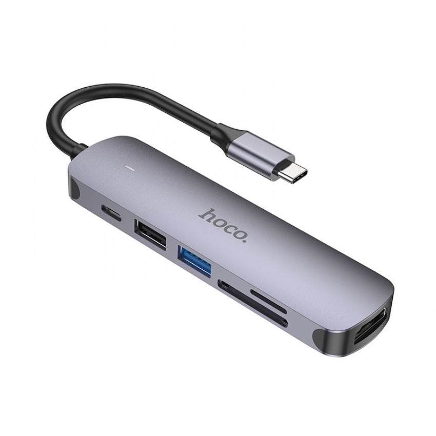 Adapter HB28 Type-C multi-function converter HDMI+USB3.0+USB2.0+SD+TF+PD grey