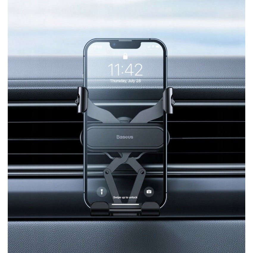 Automašīnas tālruņa turētājs Baseus uzstādīts uz ventilācijas režģa, melns SUWX010001