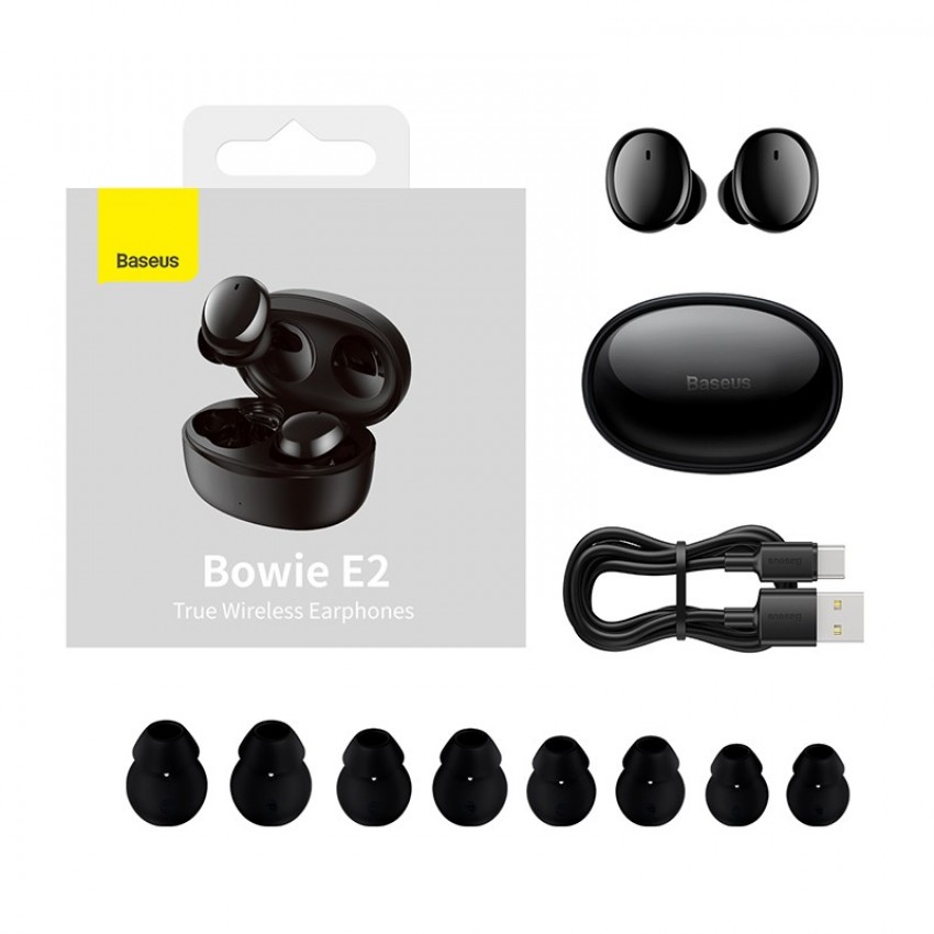 Juhtmevabad kõrvaklapid Baseus Bowie E2 must NGTW090001
