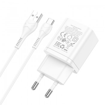 Charger Hoco N25 2xUSB-A (2.1A) + Type-C white