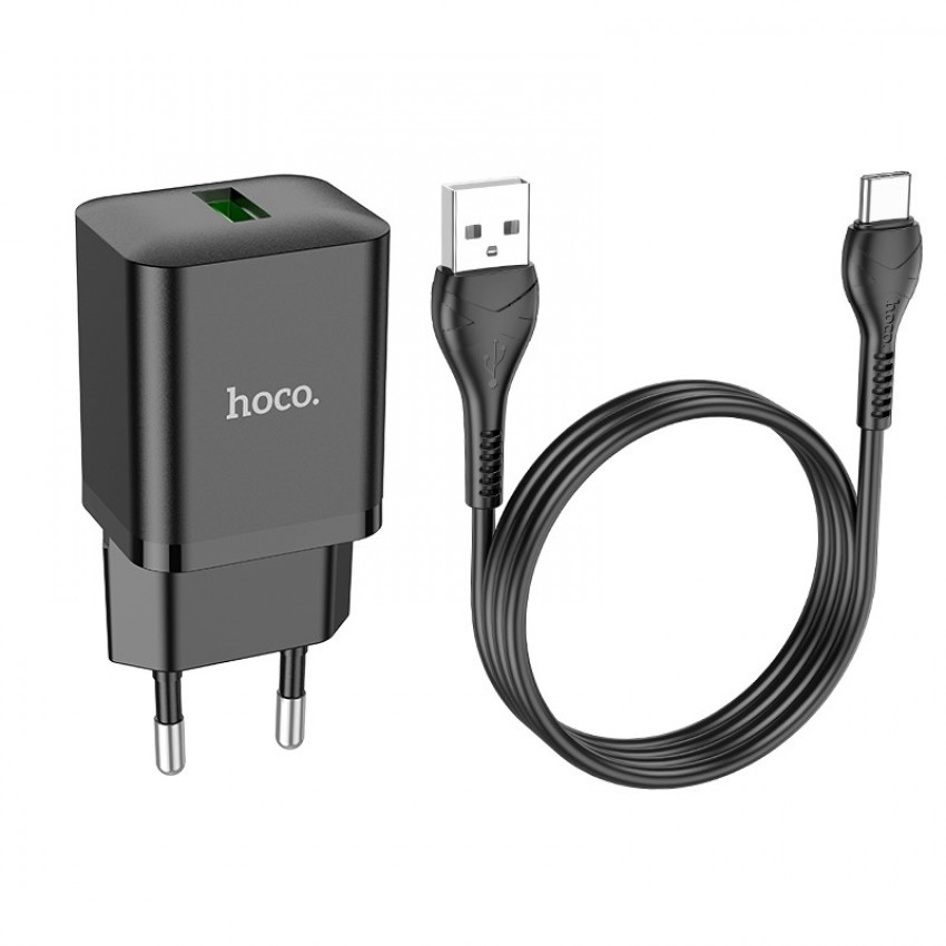 Laadija Hoco N26 USB-A Quick Charge 3.0 18W + Type-C must