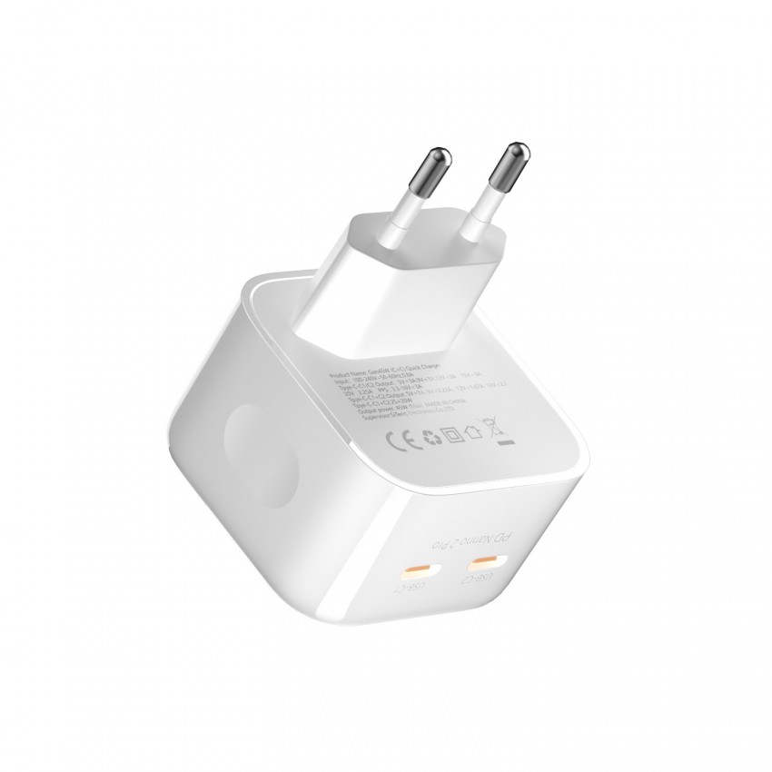 Charger Devia Extreme Speed GaN PD+QC 2xType-C 45W white