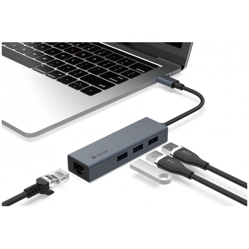USB jaotur  Devia Leopard Type-C To USB 3.1 + USB3.0*4 hall