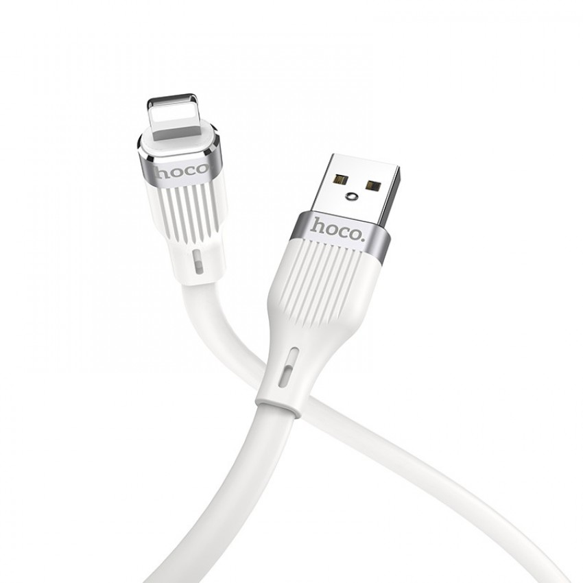 USB kabelis Hoco U72 Lightning 1.2m silikons balts