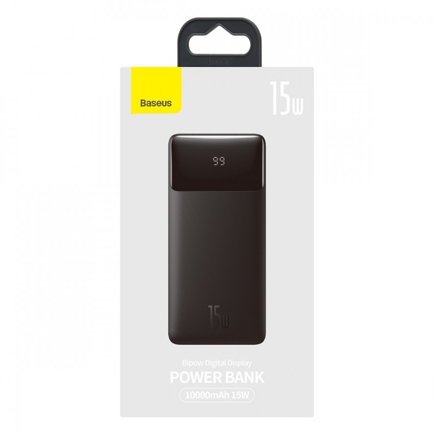 External battery Power Bank Baseus Bipow Type-C PD+2xQuick Charge 3.0 15W 10000mAh with LCD black PPBD050001