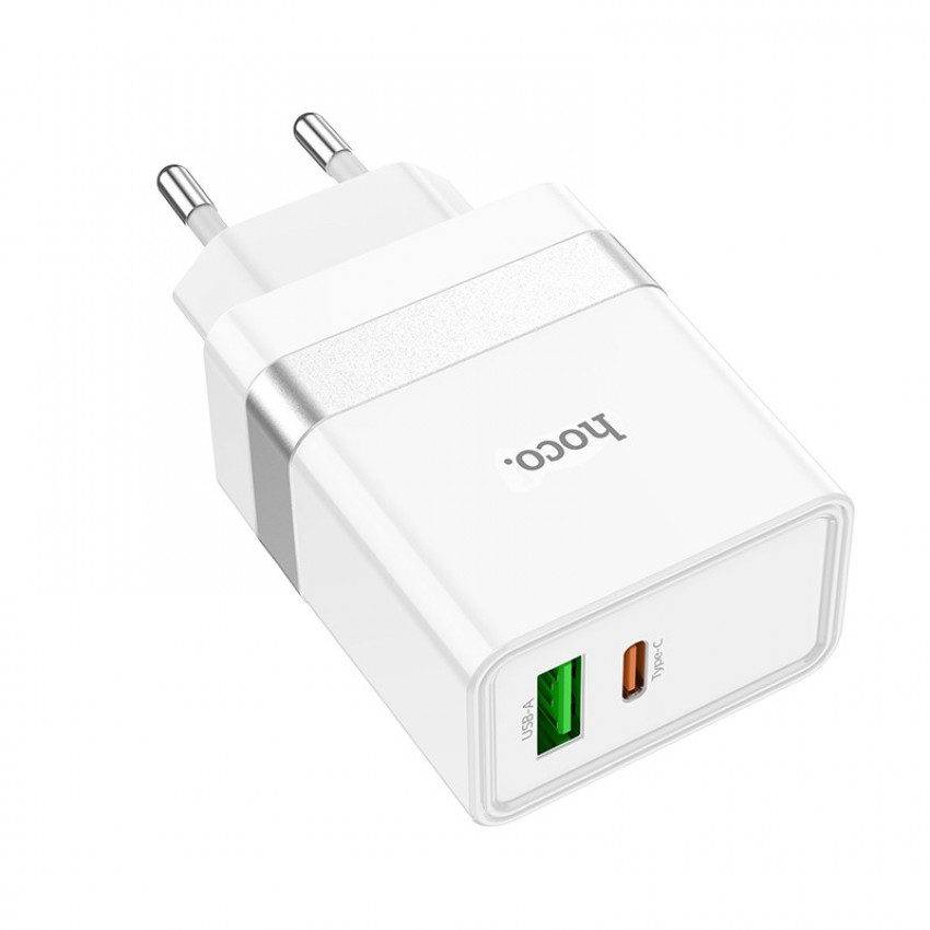 Lādētājs Hoco N21 USB-A/Type-C PD30W+QC3.0 balts