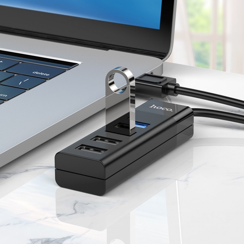 USB jaotur Hoco HB25 Easy mix 4-in-1 converter USB-A to 1xUSB3.0+3xUSB2.0 must