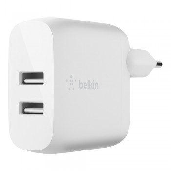 Laadija Belkin Boost Charge Dual USB-A 24W + Lightning to USB-A cable valge