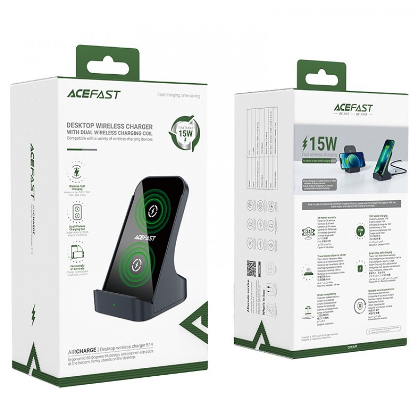 Wireless charger Acefast E14 15W black