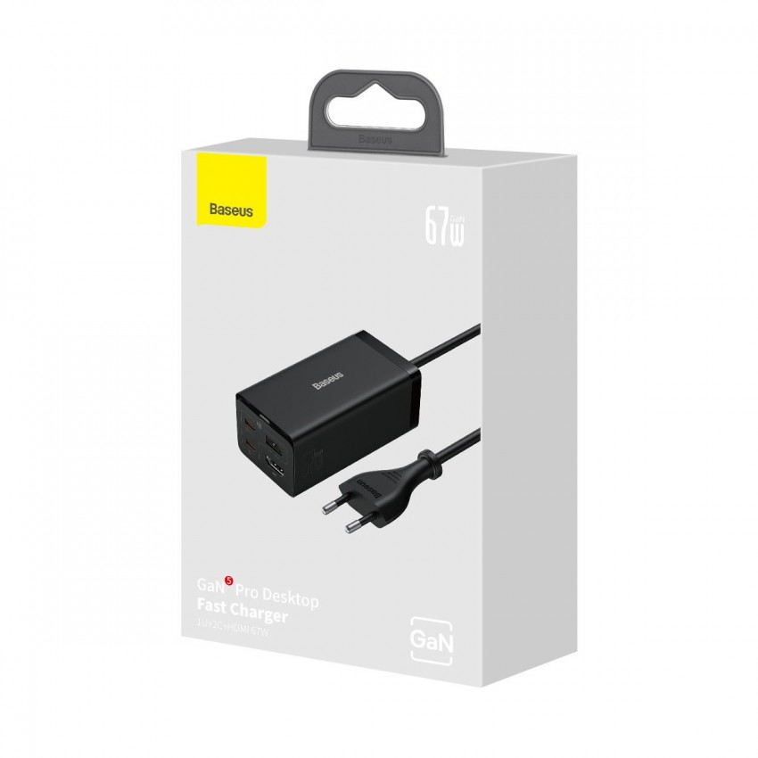Lādētājs Baseus GaN5 Pro 2xType-C/USB/HDMI 67W melns CCGP110201