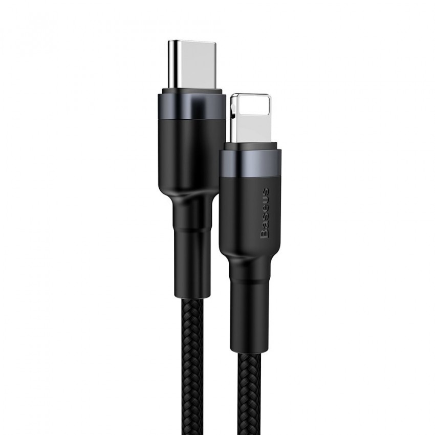 USB kabelis Baseus Cafule PD20W Type-C to Lightning 1.0m pelēks-melns CATLKLF-G1