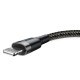 USB kabelis Baseus Cafule USB-A to Lightning 1.5A 2.0m pelēks-melns CALKLF-CG1
