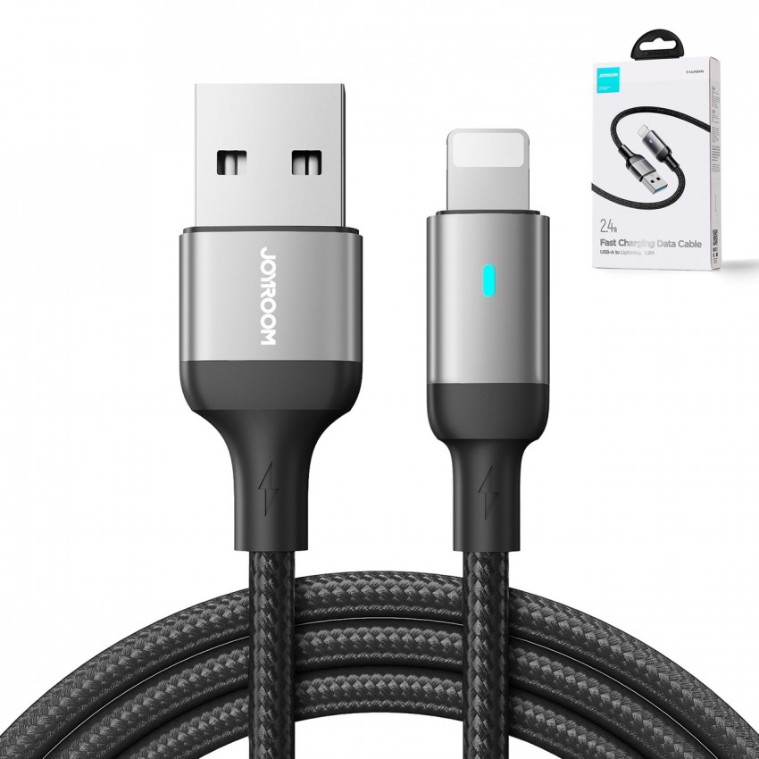 USB kabelis Joyroom S-UL012A10 USB to Lightning 2.4A 1.2m melns