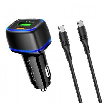 Car charger Borofone BZ14A PD20W+QC3.0 whit 2 USB connectors (Type-C to Type-C) black