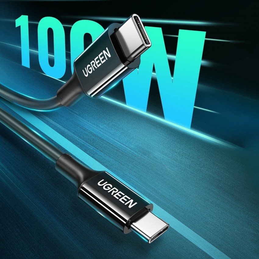 USB kabelis Ugreen US300 USB-C to USB-C 5A 100W 1.5m melns