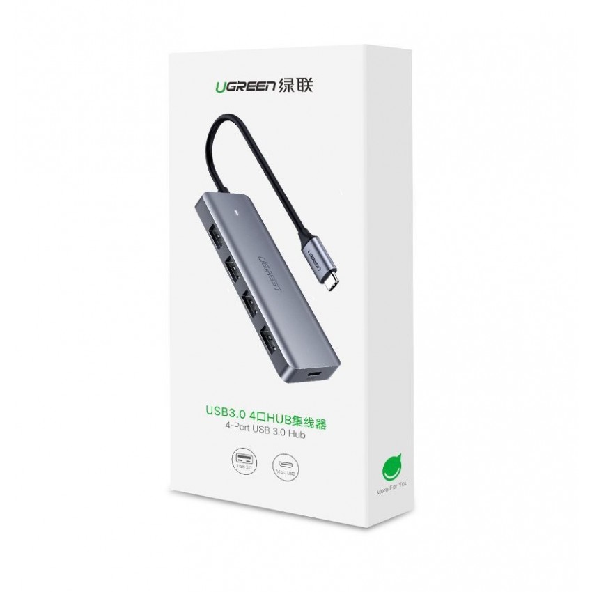 USB hub Ugreen CM219 USB-C to 4xUSB-A (USB-C Power Supply) grey