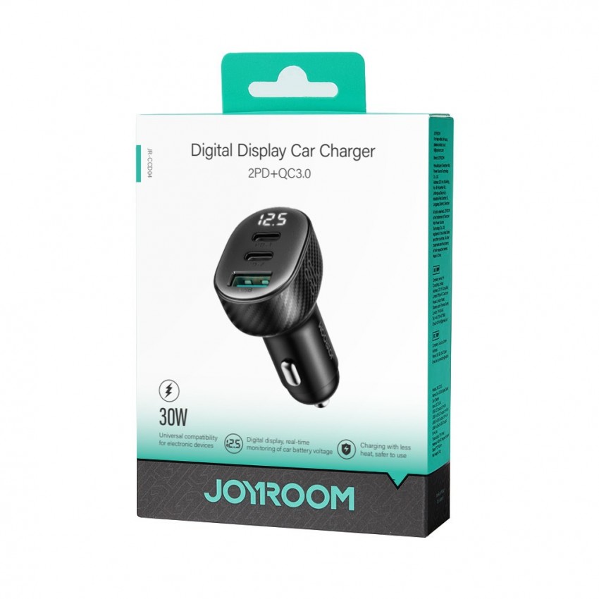 Car charger Joyroom JR-CCD04 2xUSB-C/USB-A 30W black