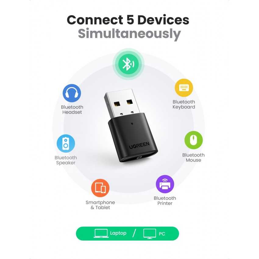 Bluetooth adapter Ugreen CM390 Bluetooth 5.0 black