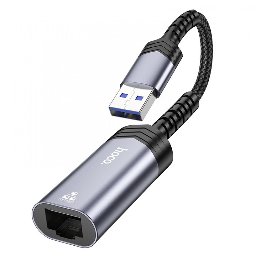 Adapter Hoco UA26 USB-A to RJ45 (1000 Mbps) grey