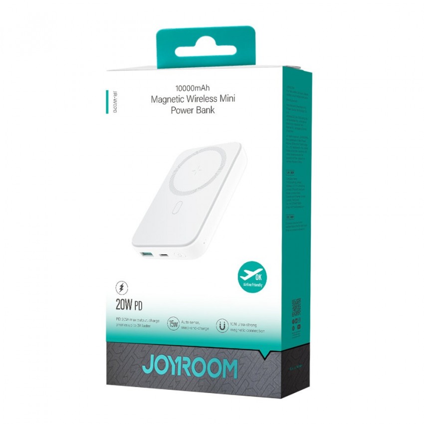 Arejais-akumulators Power Bank Joyroom JR-W020 20W Magnetic Wireless 10000mAh balts