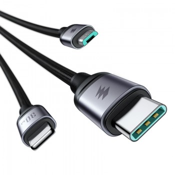 Laadimisjuhe Joyroom SA21-1T3 USB-C to Lightning+USB-C+MicroUSB 30W 1.2m must