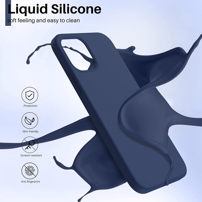 Telefoniümbris Liquid Silicone 1.5mm Apple iPhone 13 mini tumesinine