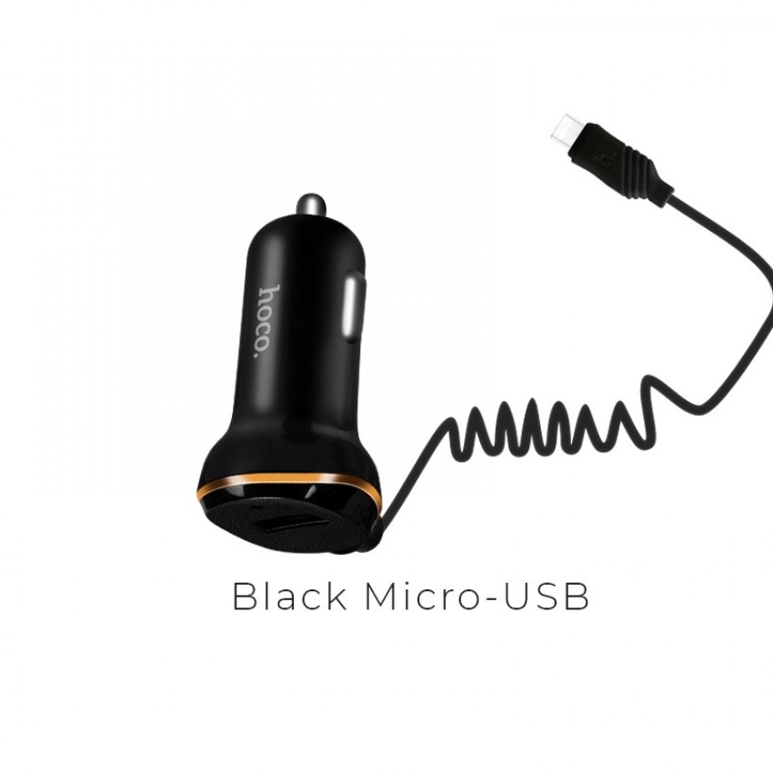 Car charger Hoco Z14 USB + microUSB (3.4A) black