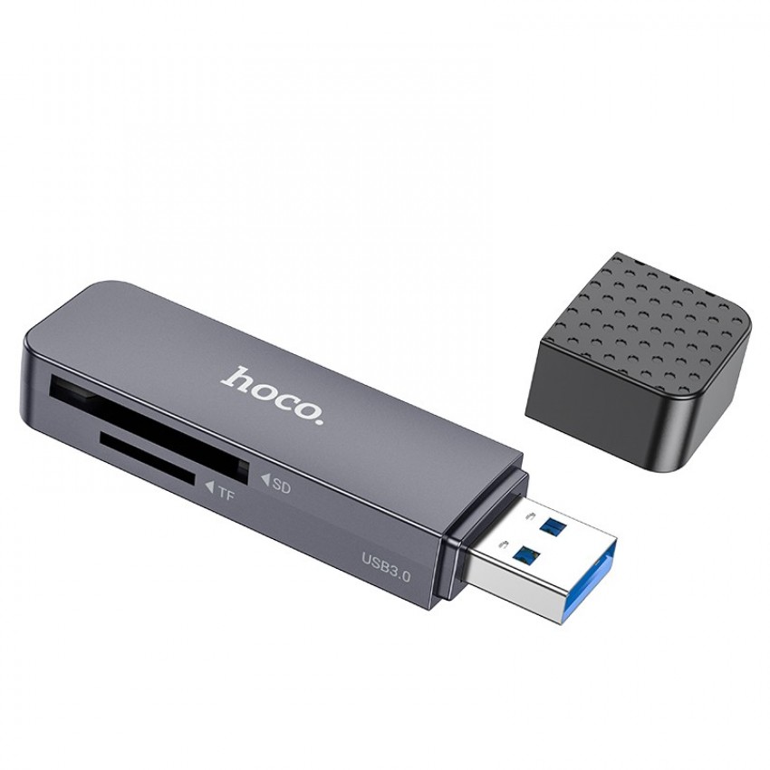 Atmiņas karšu lasītājs Hoco HB45 2-in-1 USB2.0 pelēks