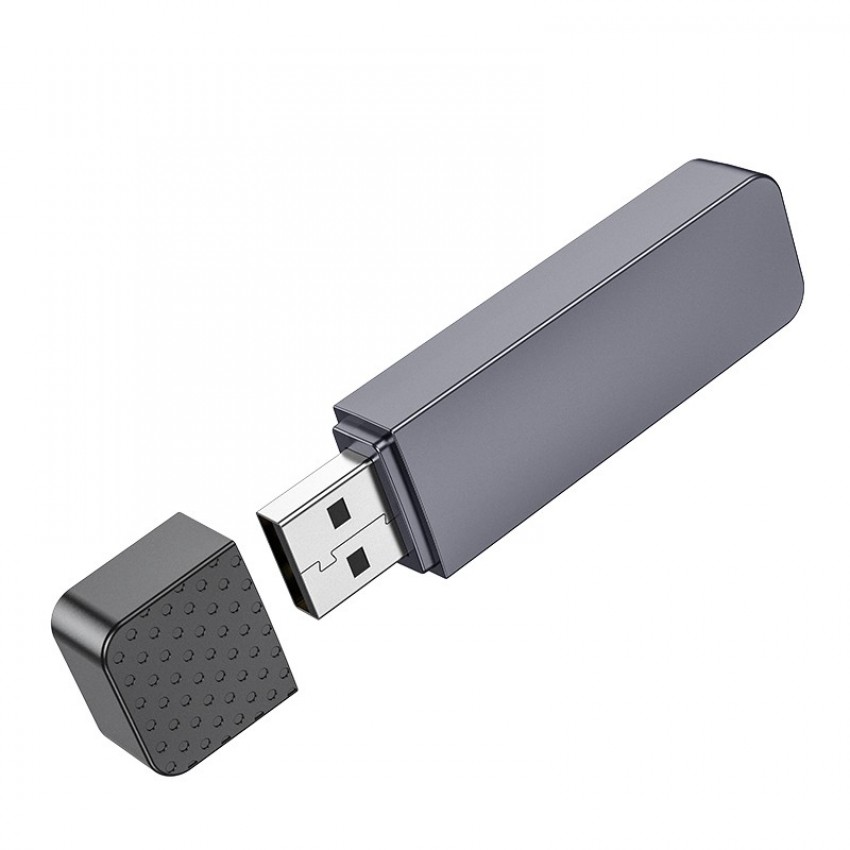 Atmiņas karšu lasītājs Hoco HB45 2-in-1 USB2.0 pelēks