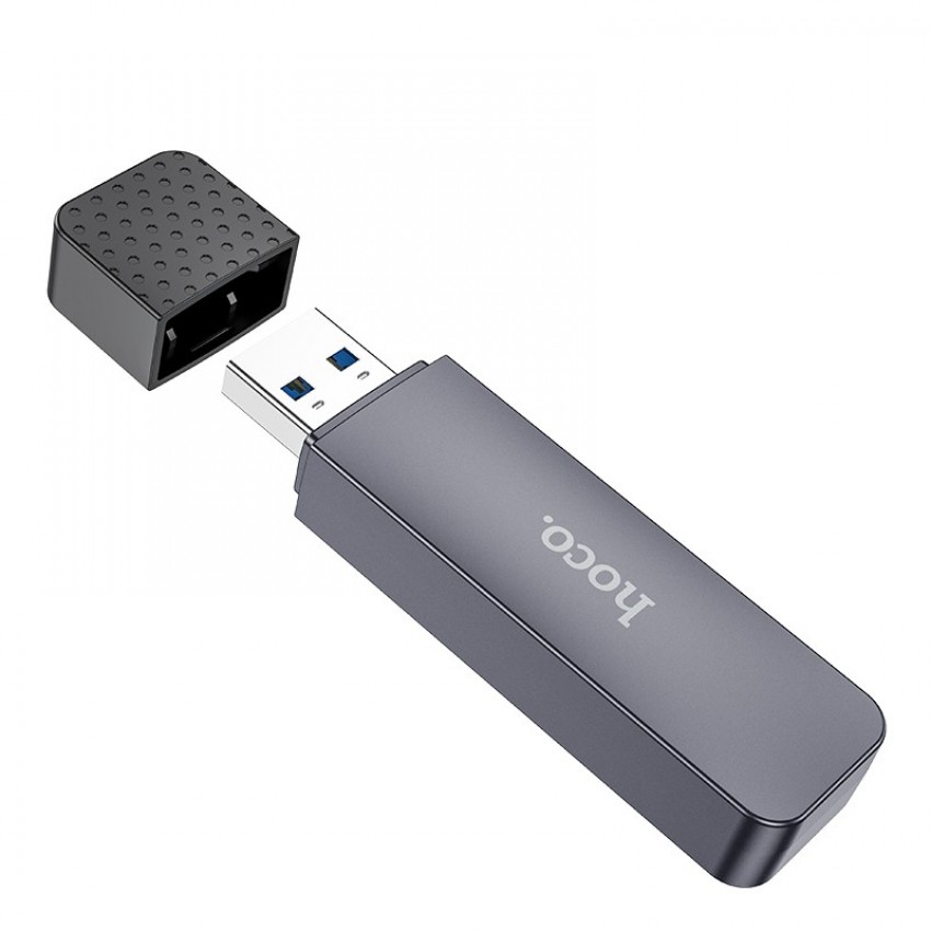 Atmiņas karšu lasītājs Hoco HB45 2-in-1 USB3.0 pelēks