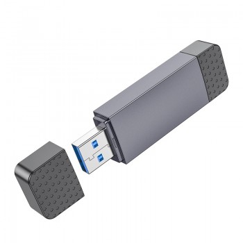 Atmiņas karšu lasītājs  Hoco HB45 USB-C/USB-A 2-in-1 USB2.0 pelēks