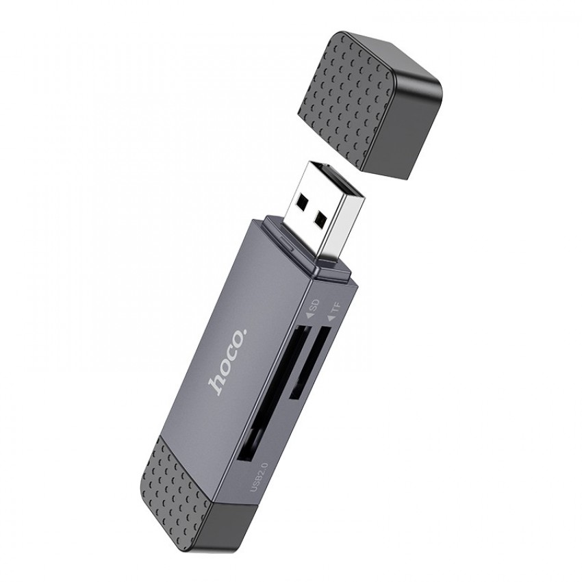 Atmiņas karšu lasītājs  Hoco HB45 USB-C/USB-A 2-in-1 USB2.0 pelēks