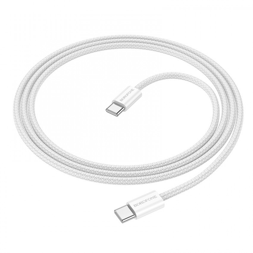 USB kabelis Borofone BX104 USB-C to USB-C 60W 1.0m balts