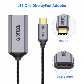Parveidotājs Choetech HUB-H11 4K 60Hz USB-C to DisplayPort pelēks